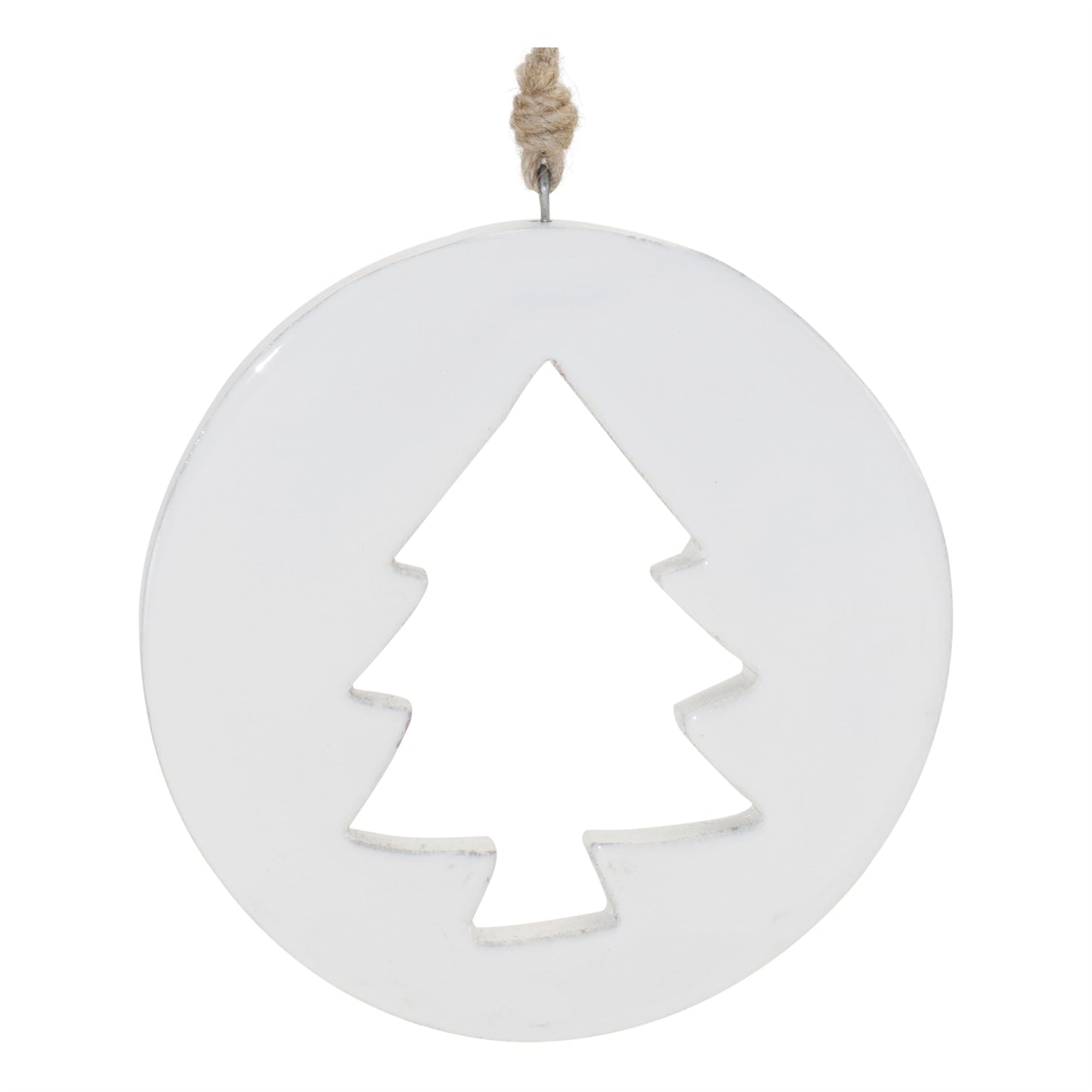 White Wood Pine Tree Cut-Out Ornament (Set of 12)