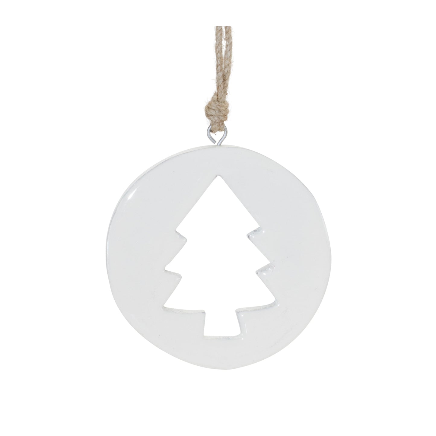 White Wood Pine Tree Cut-Out Ornament (Set of 12)