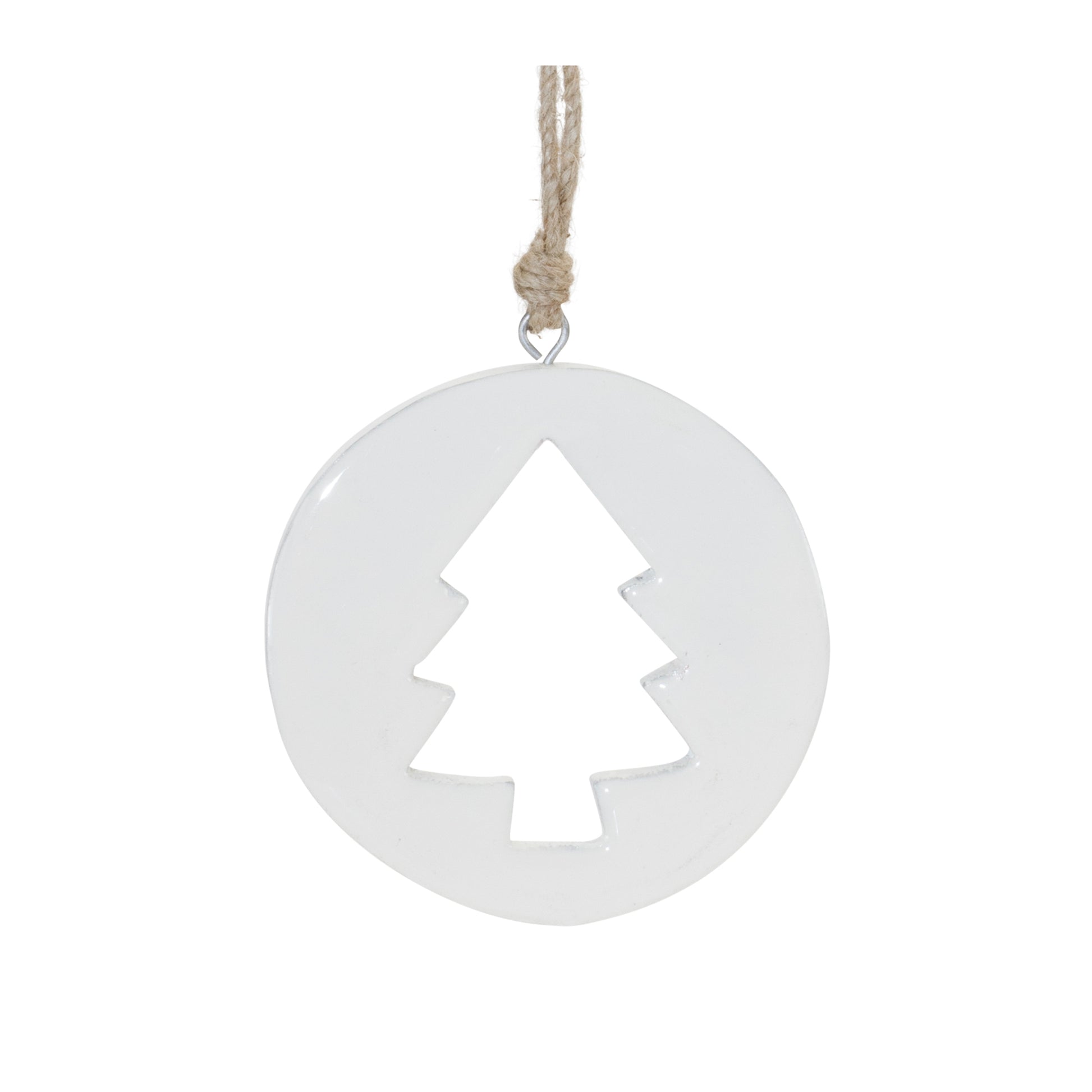 White Wood Pine Tree Cut-Out Ornament (Set of 12)