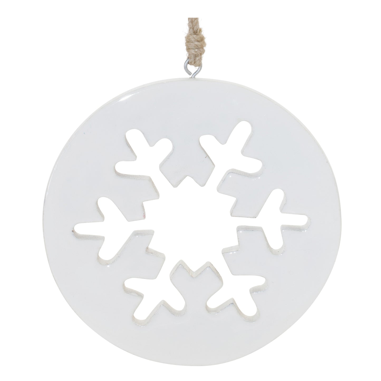 White Wood Snowflake Cut-Out Ornament (Set of 12)