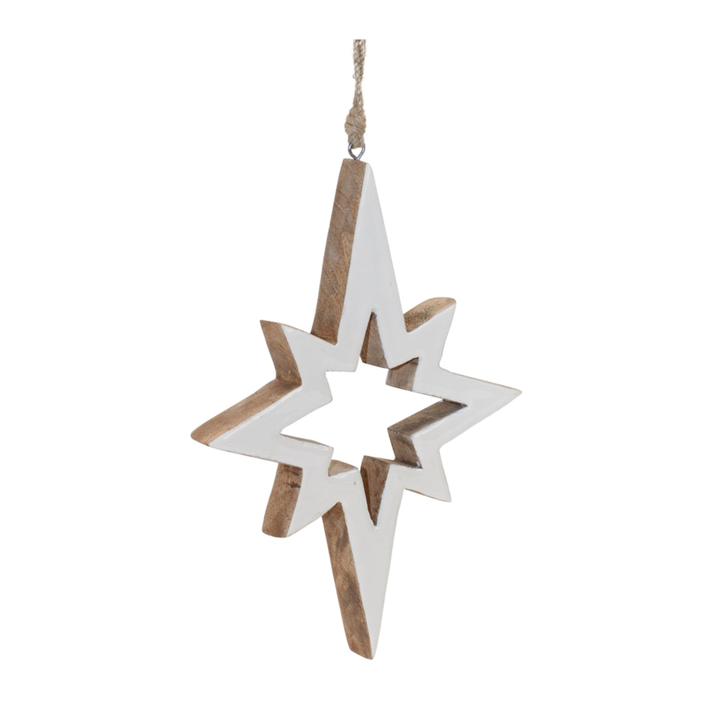 Star Cut-Out Ornament (Set of 4) 10"H Wood