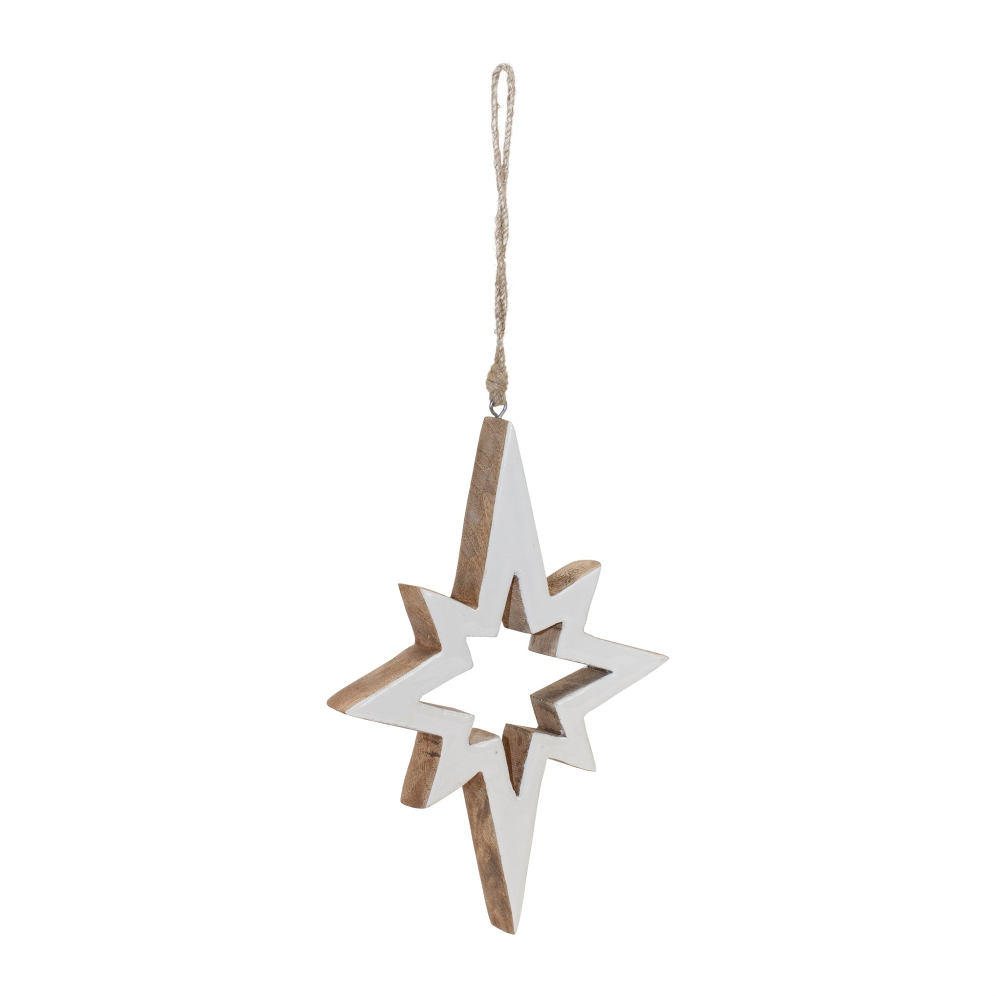 Wood Star Cut-Out Ornament (Set of 4)