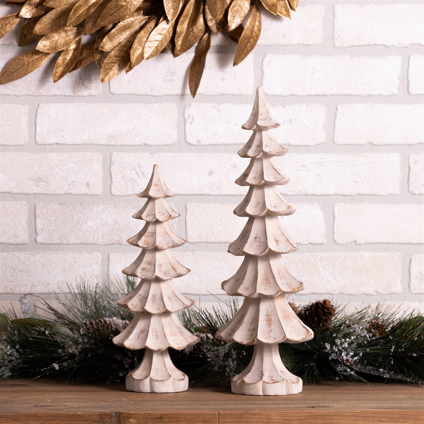 Brushed Gold Pine Tree (Set of 2)