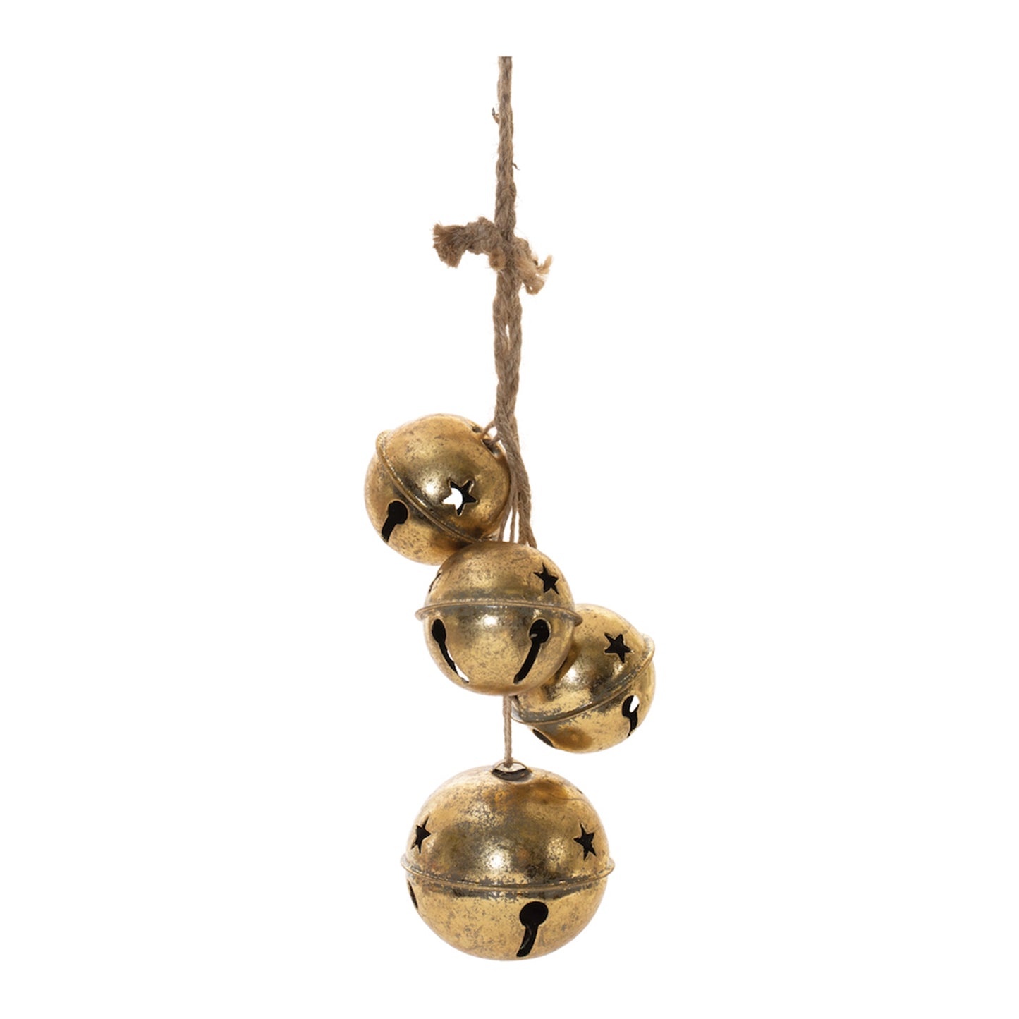 Sleigh Bell Cluster Ornament (Set of 2) 16"H Metal/Rope