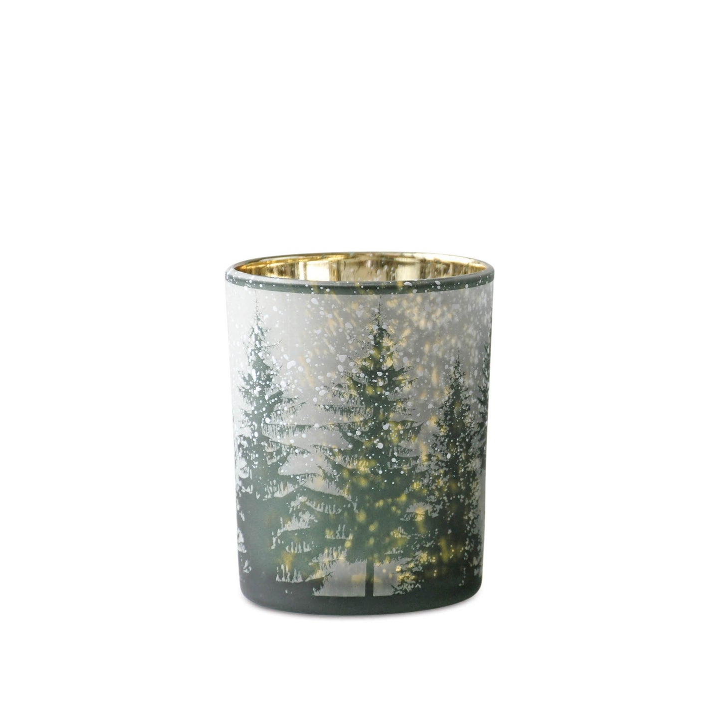 Frosted Pine Mercury Glass Candle Holder (Set of 2)