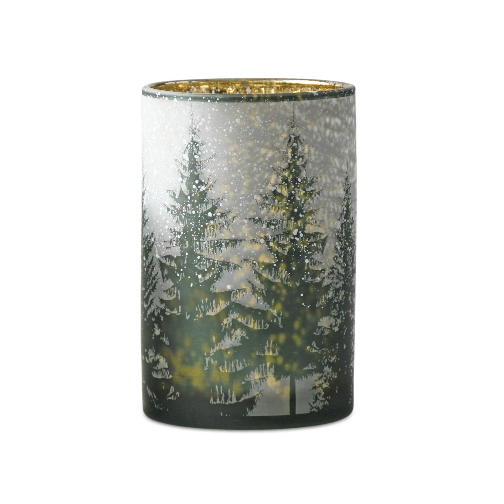 Frosted Pine Mercury Glass Candle Holder (Set of 2)