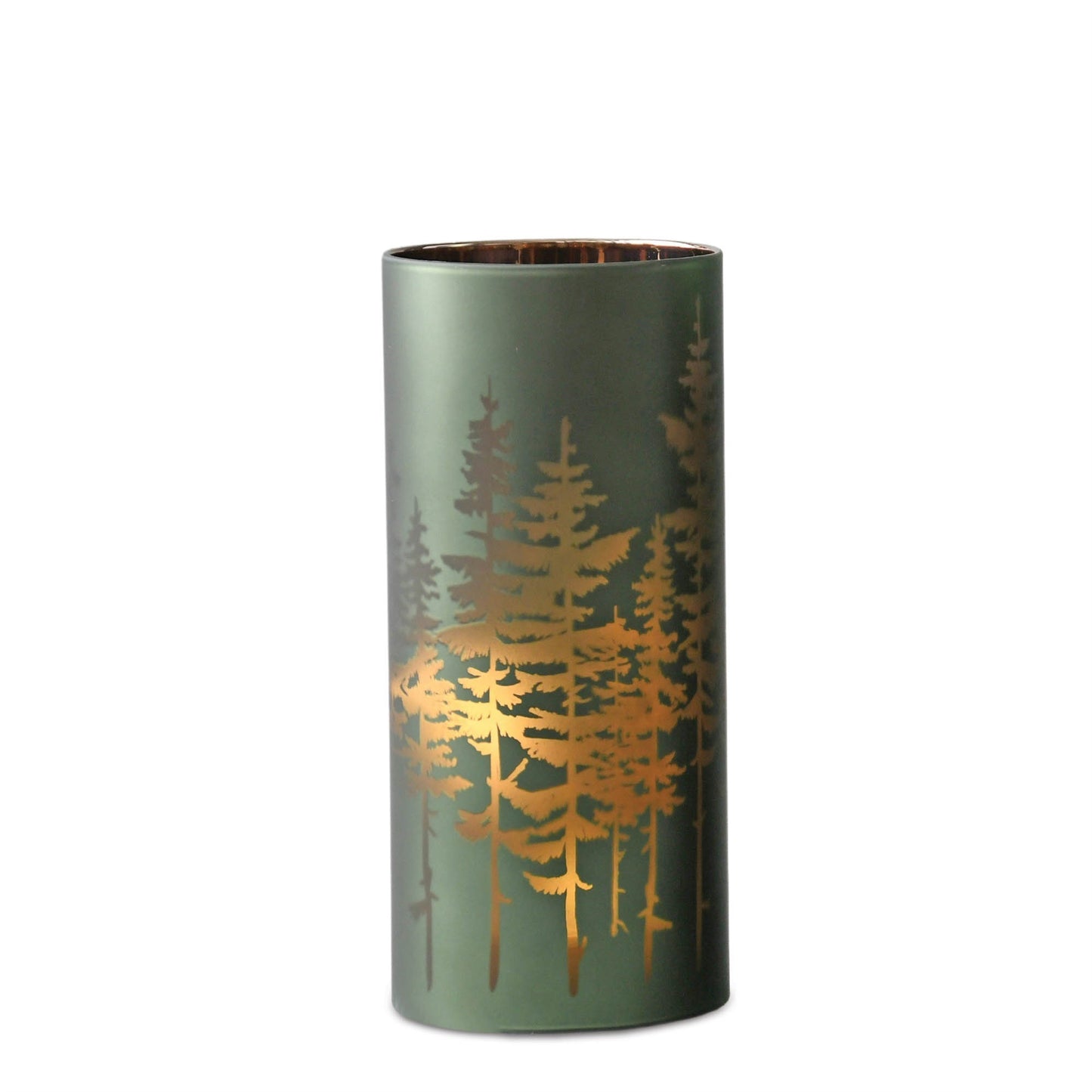 Frosted Pine Trees Glass Candle Holder (Set of 2)