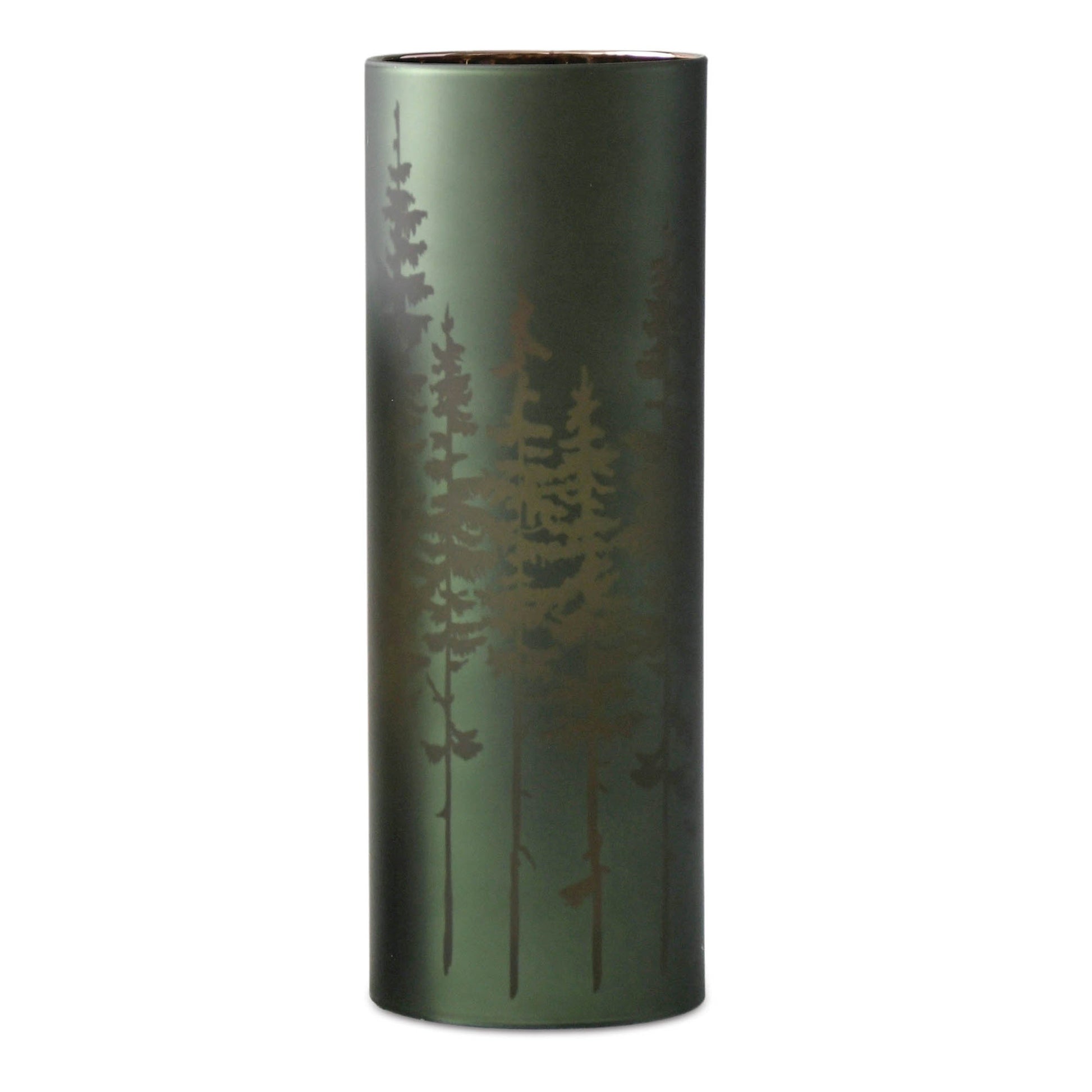 Frosted Pine Trees Glass Candle Holder (Set of 2)