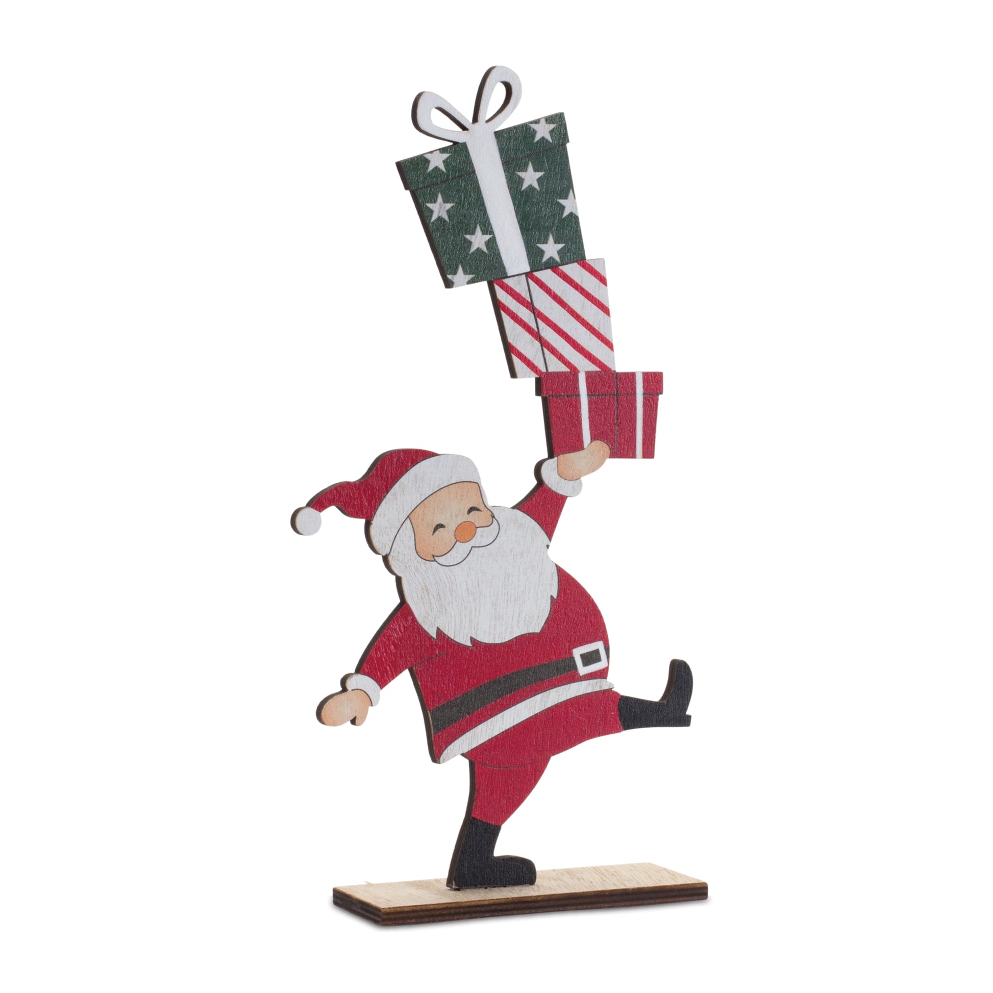 Wood Santa with Presents Display (Set of 2)