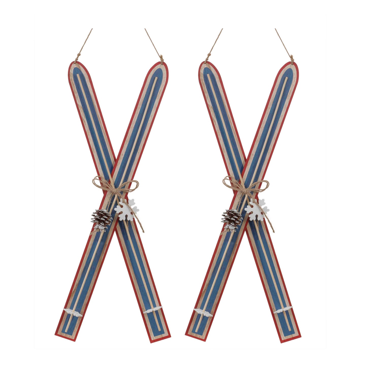 Wood Ski Ornament (Set of 2)