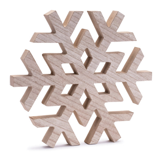 Snowflake (Set of 4) 9"D Wood