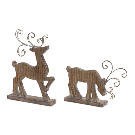 Wicker Design Deer Silhouette Decor (Set of 2)