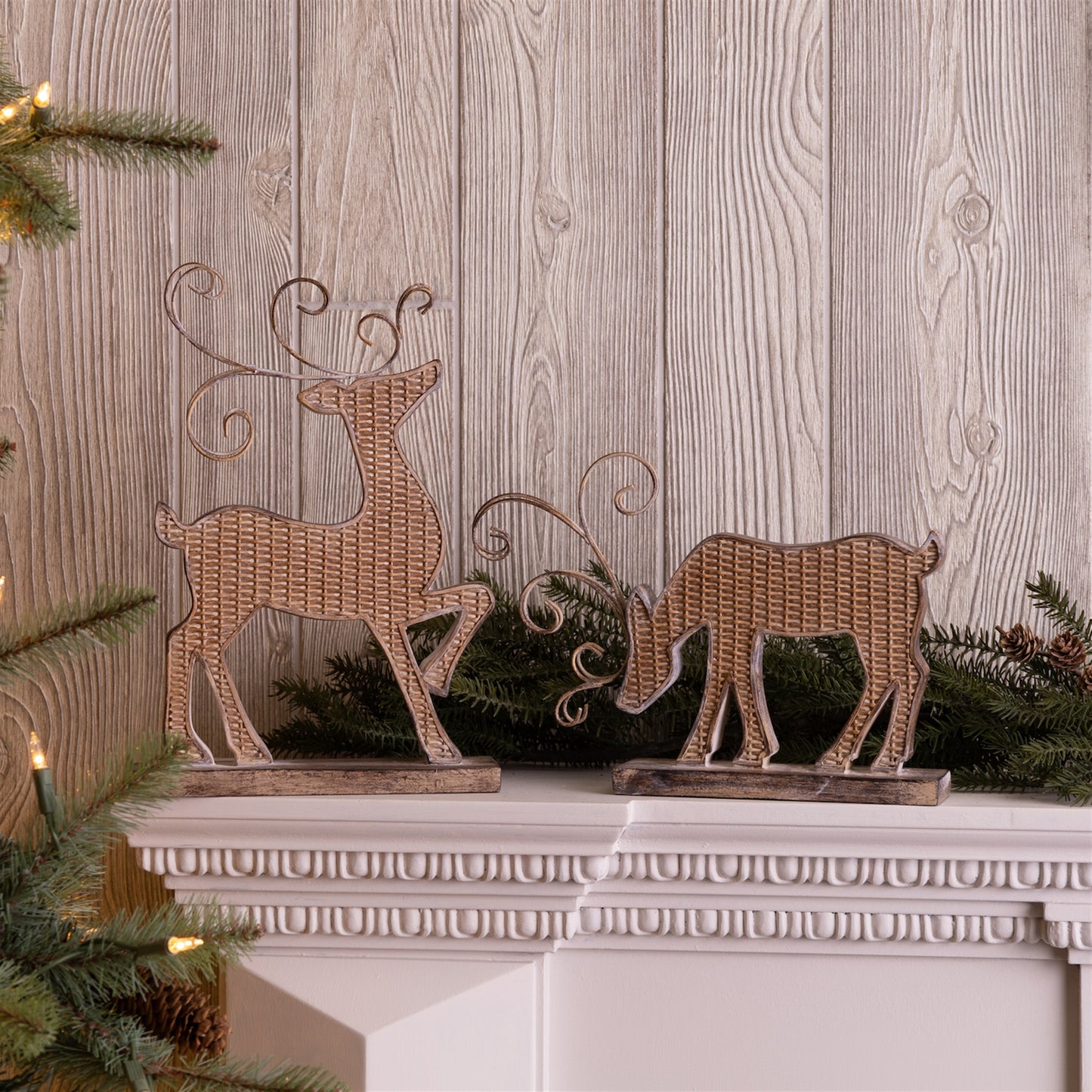 Wicker Design Deer Silhouette Decor (Set of 2)