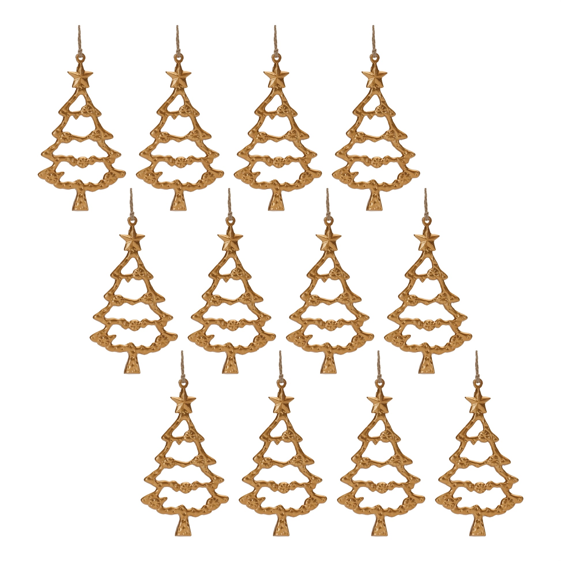 Gold Metal Tree Outline Ornament (Set of 12)