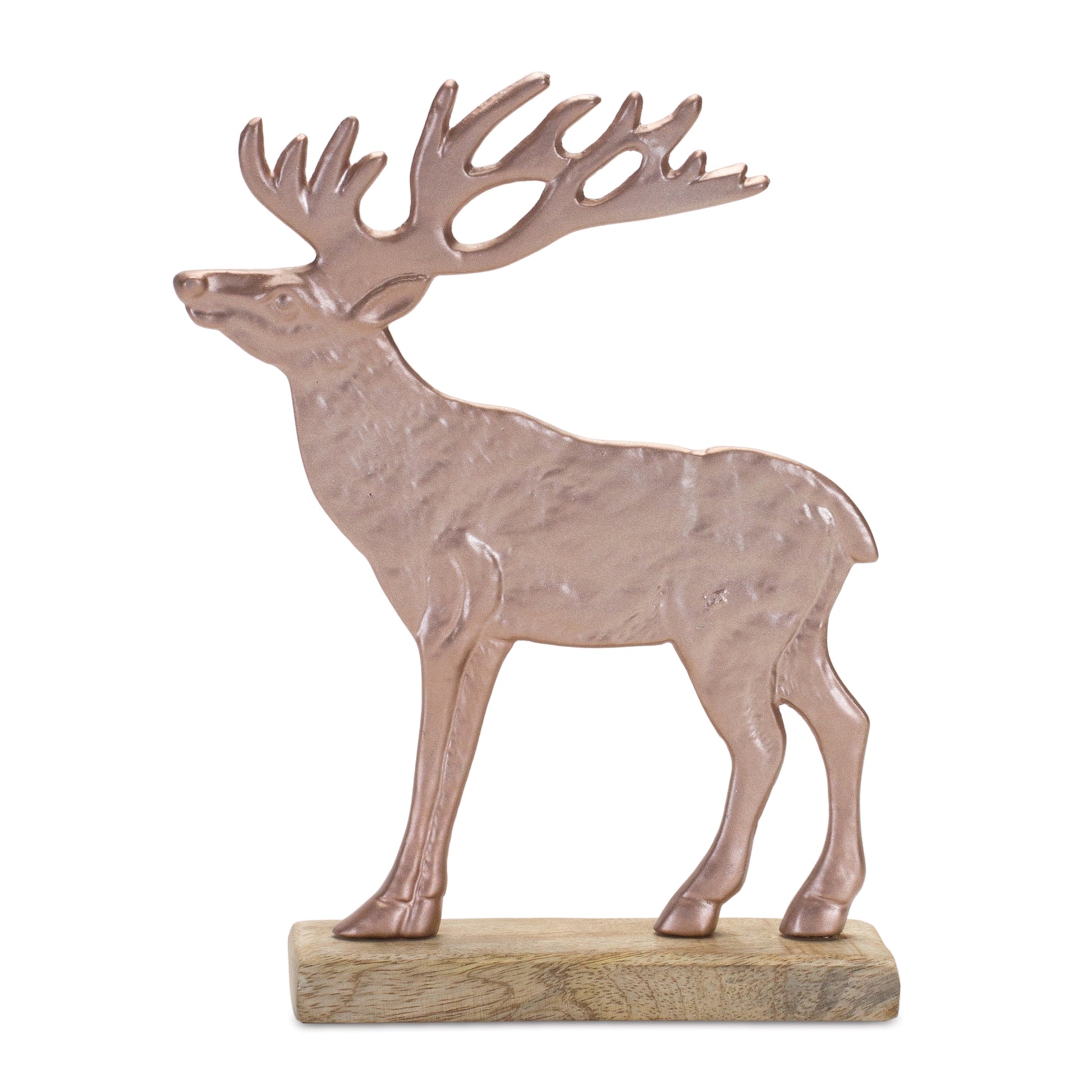 Metal Deer Silhouette with Wood Base (Set of 2)