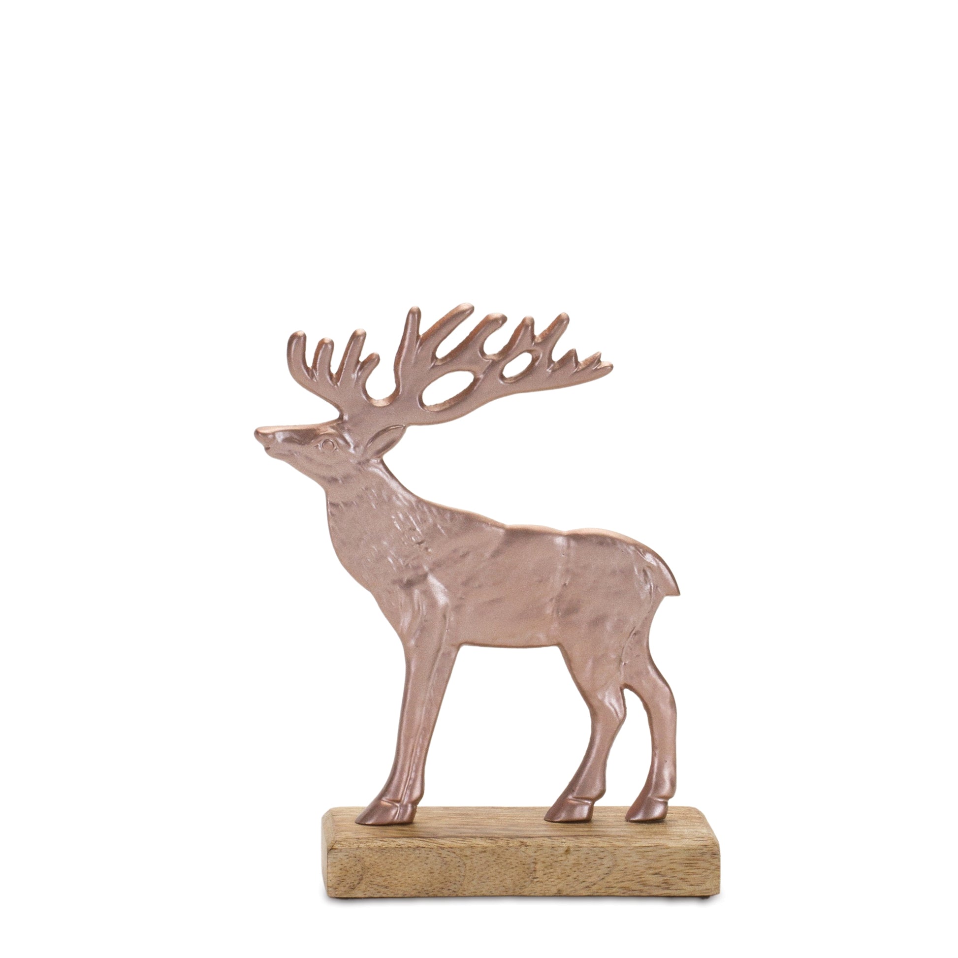 Metal Deer Silhouette with Wood Base (Set of 2)
