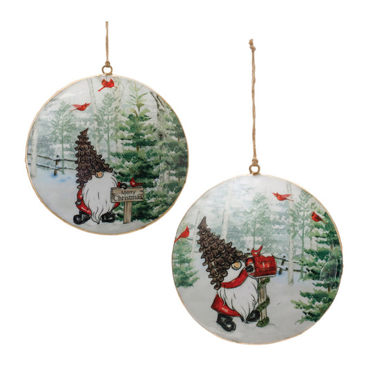 Gnome Disc Ornament (Set of 6) 6"H Iron