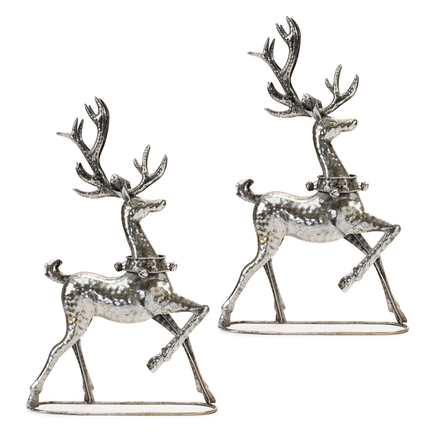 Hammered Metal Holiday Reindeer (Set of 2)