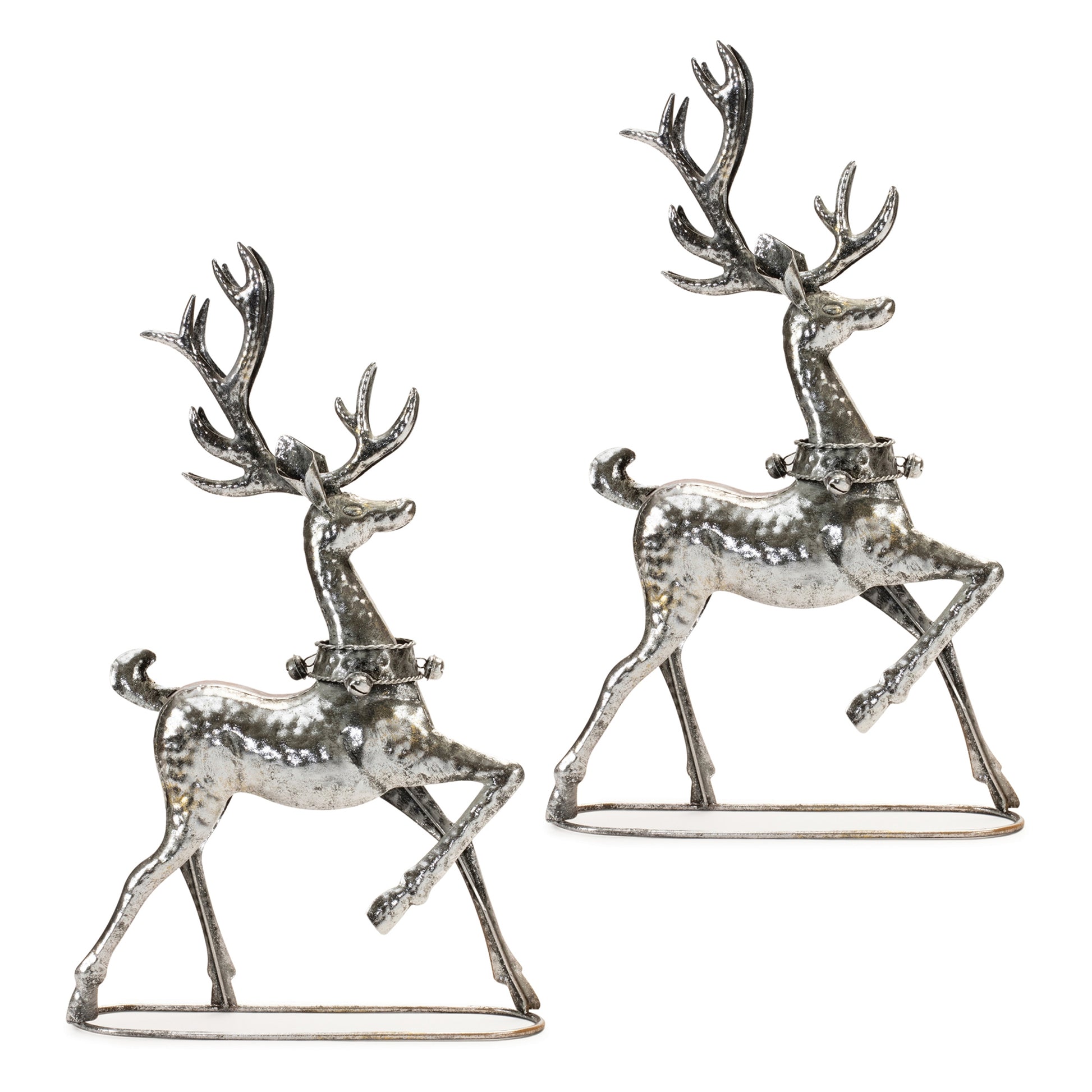 Hammered Metal Holiday Reindeer (Set of 2)