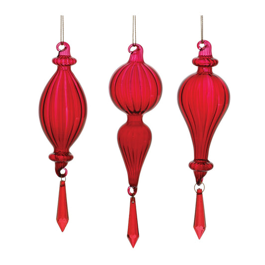 Drop Ornament (Set of 3) 7.5"H Glass