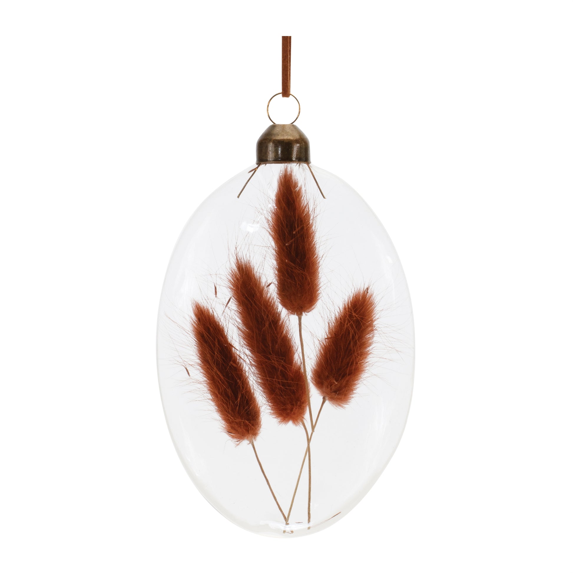 Burgandy Dried Floral Glass Ornament (Set of 12)