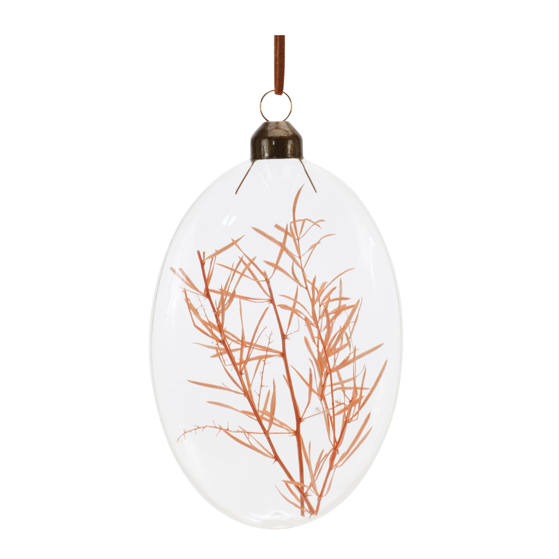 Burgandy Dried Floral Glass Ornament (Set of 12)