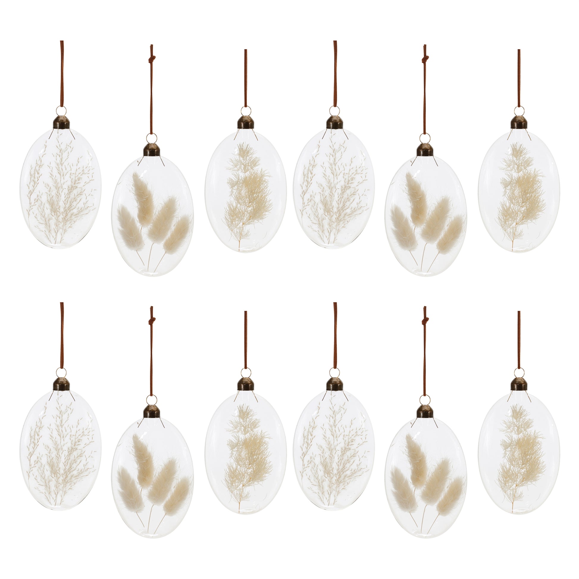 Natural Dried Floral Glass Ornament (Set of 12)