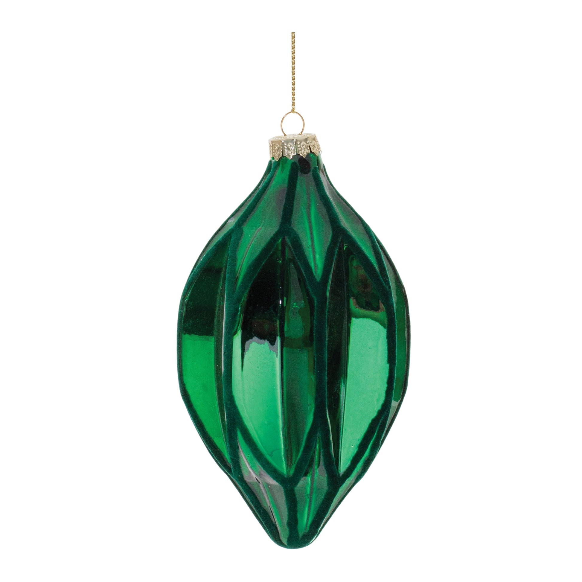 Green Textured Harlequin Glass Ornament (Set of 6)