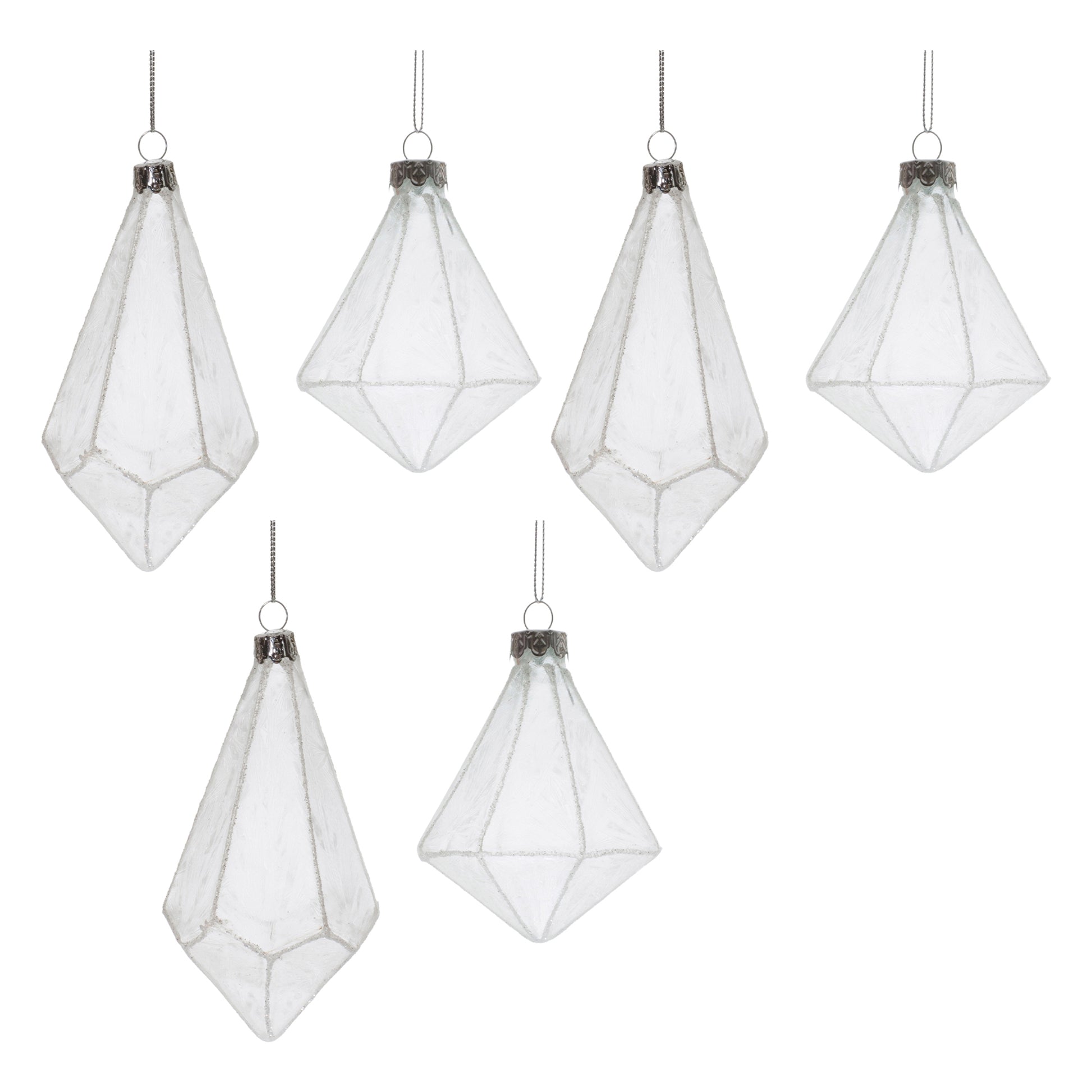 Frosted Glass Drop Ornament (Set of 6)