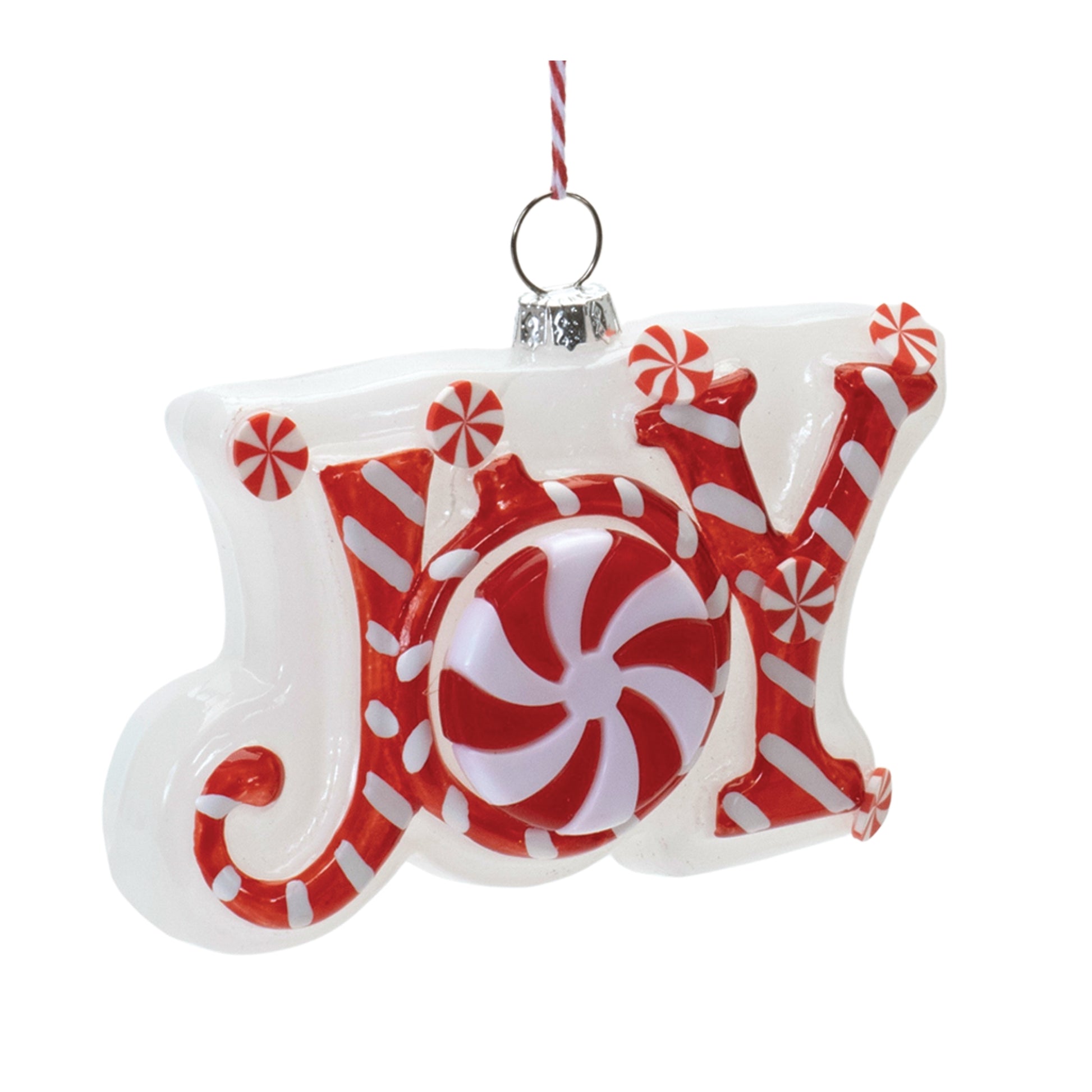 Glass Peppermint Joy and Noel Ornament (Set of 6)