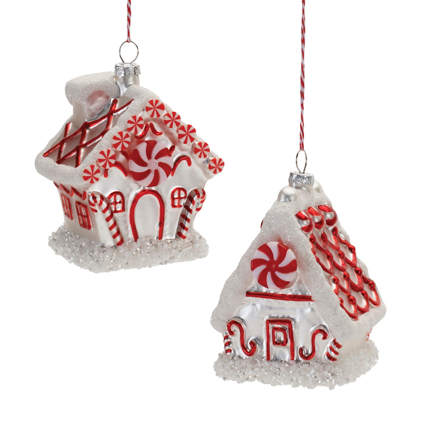 Candy House Ornament (Set of 6) 4.75"H, 5"H Glass