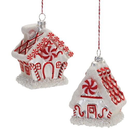 Candy House Ornament (Set of 6) 4.75"H, 5"H Glass