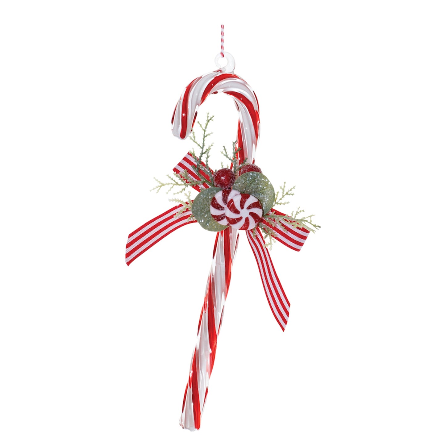 Candy Cane Ornament (Set of 12) 9.75"H Glass