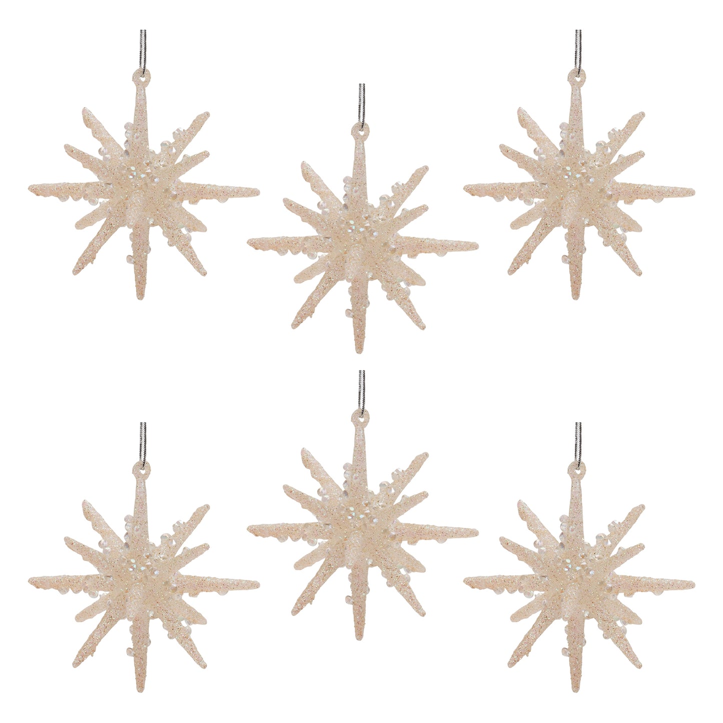 Frosted Glass Star Ornament (Set of 6)