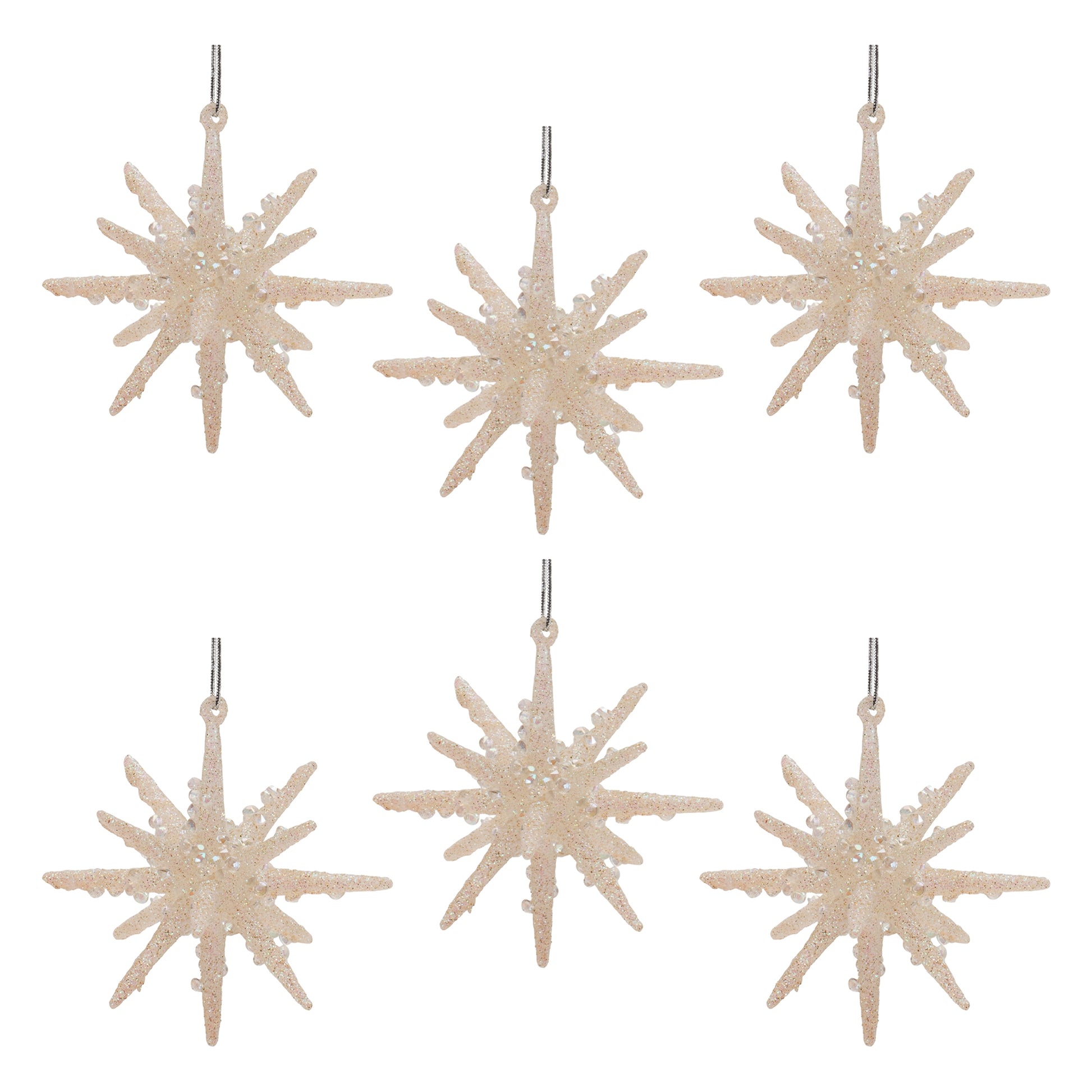 Frosted Glass Star Ornament (Set of 6)