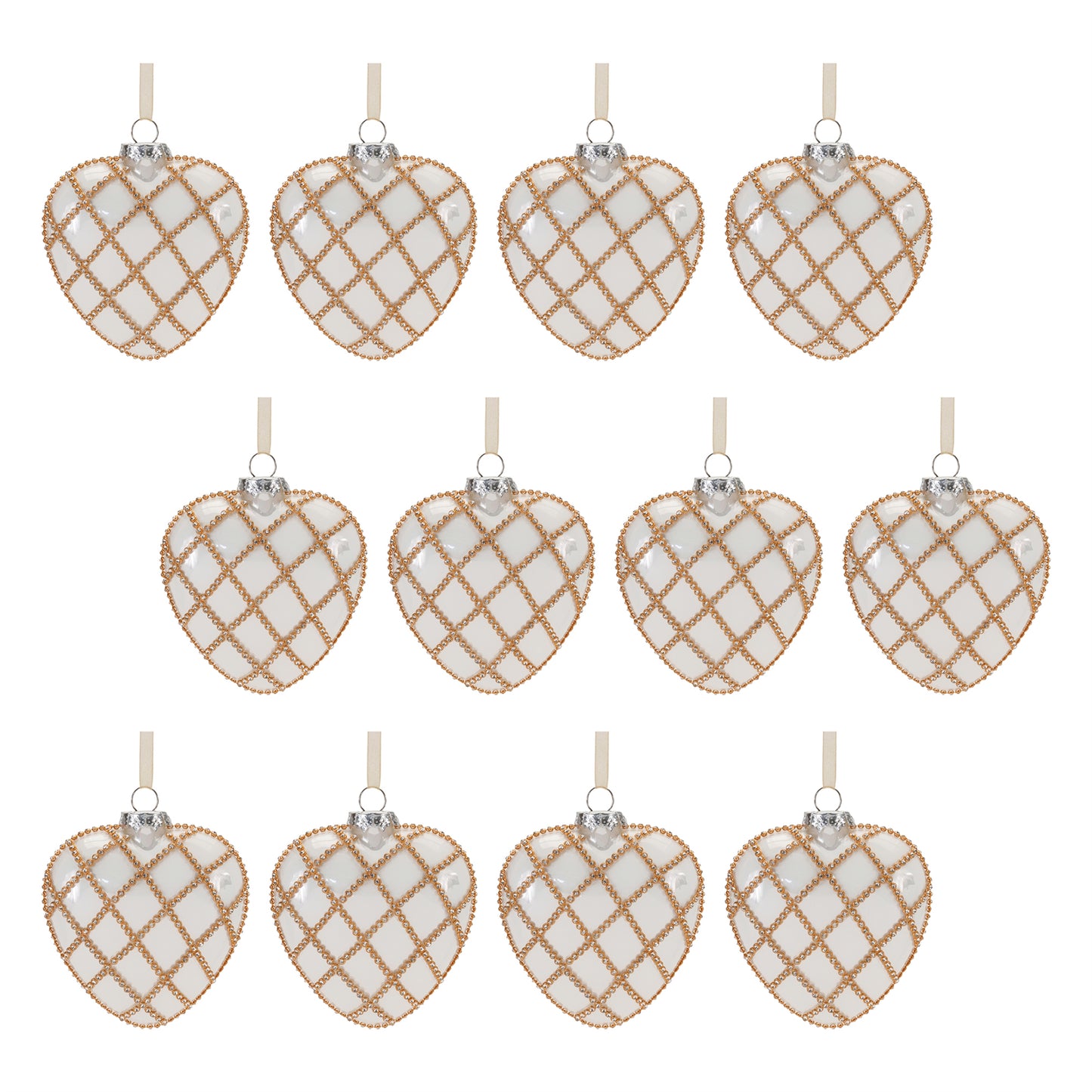 Jeweled Glass Heart Ornament (Set of 12)