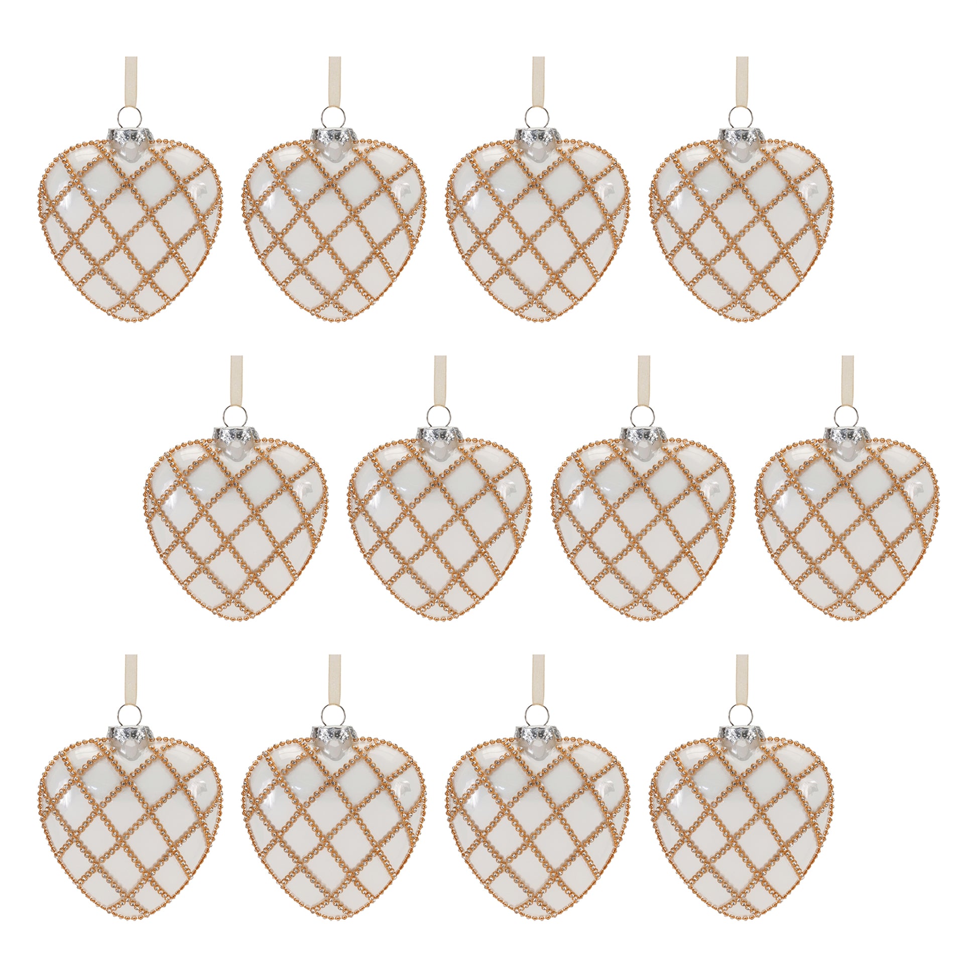 Jeweled Glass Heart Ornament (Set of 12)