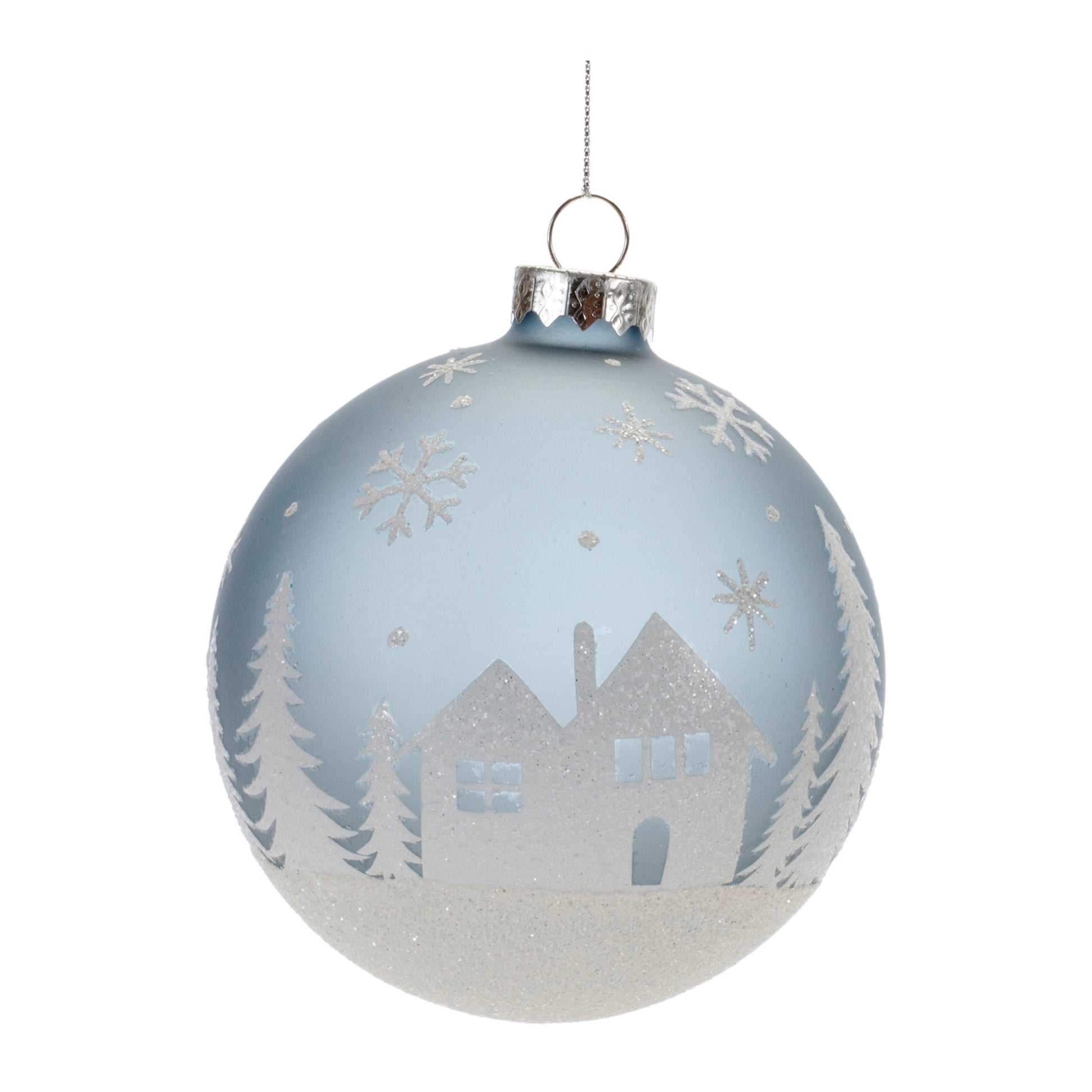 Frosted Forest and Village Ball Ornament (Set of 6)