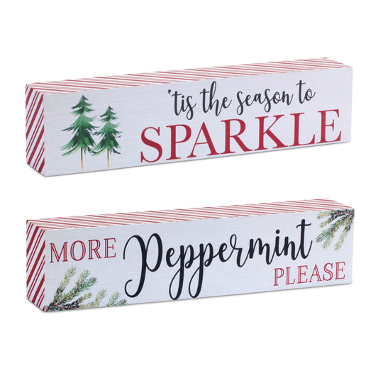 Holiday Peppermint Sentiment Sign (Set of 2)