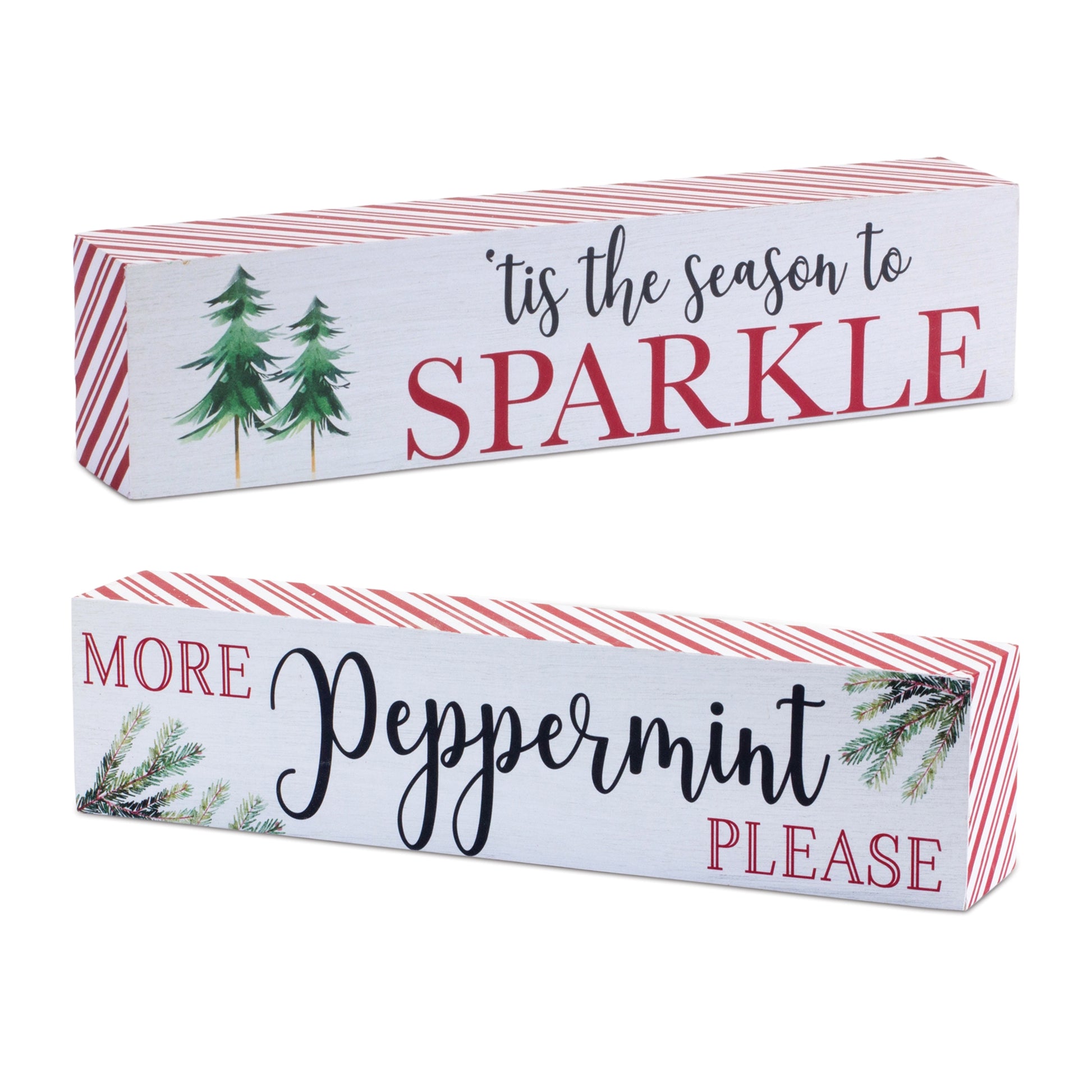 Holiday Peppermint Sentiment Sign (Set of 2)