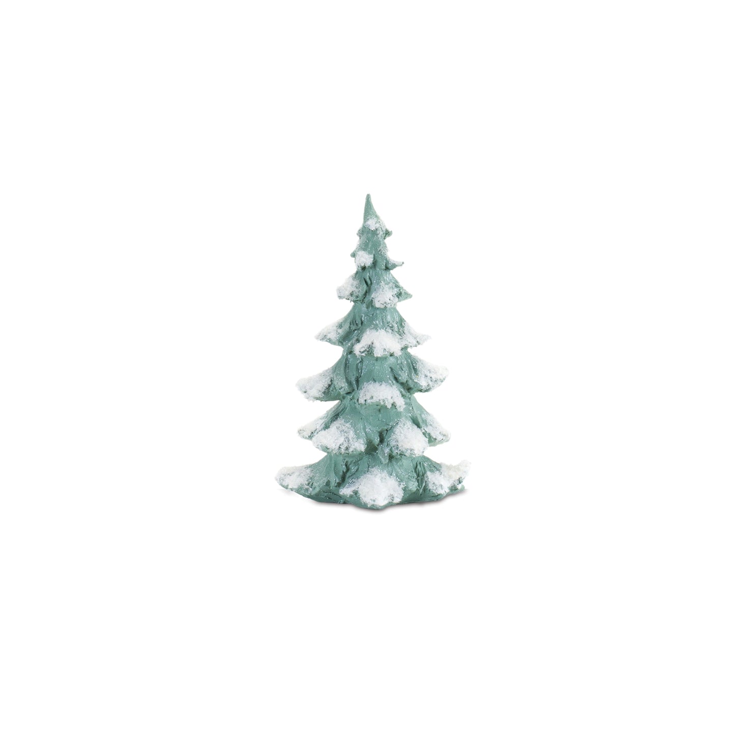 Flocked Seafoam Pine Tree with Carved Design (Set of 4)