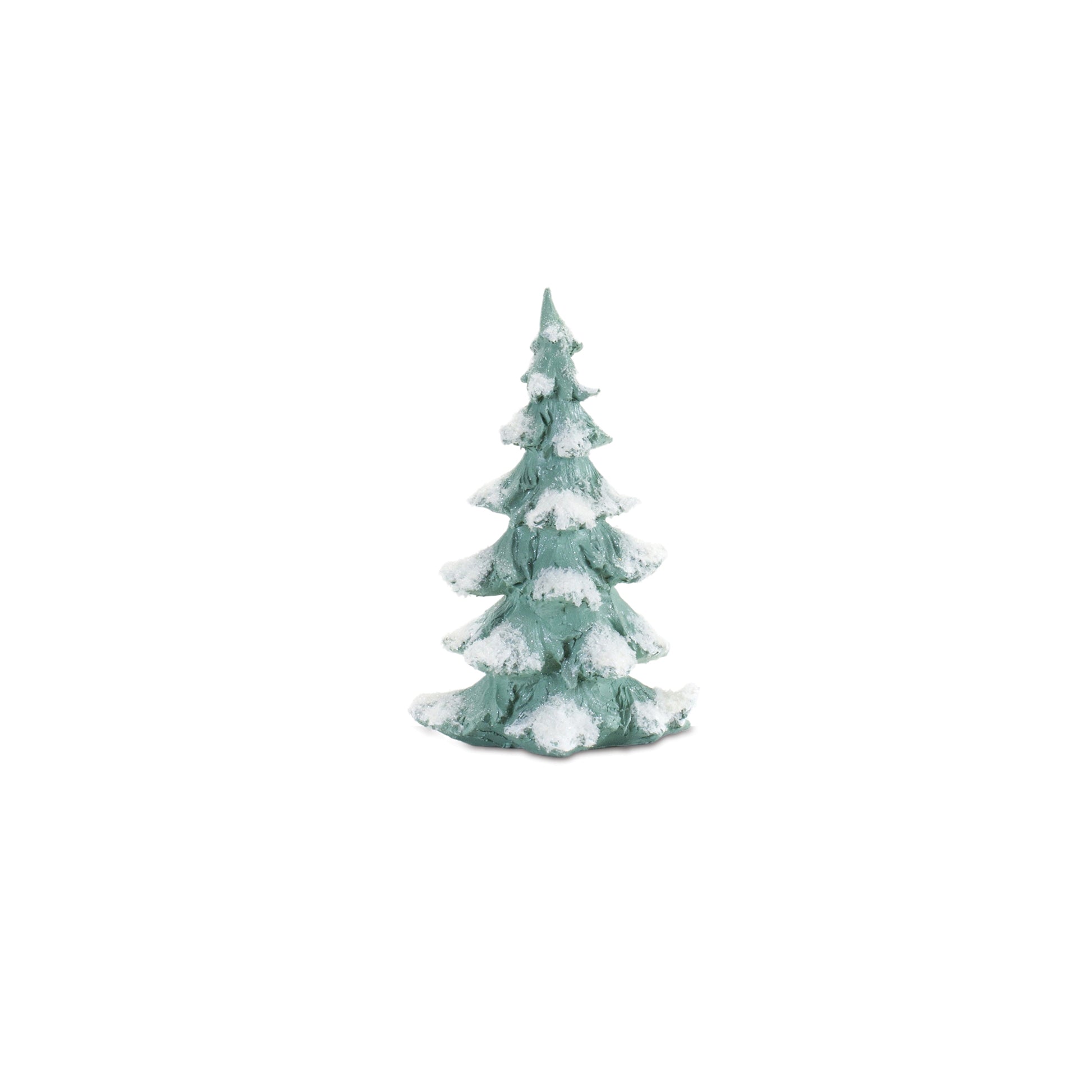 Flocked Seafoam Pine Tree with Carved Design (Set of 4)