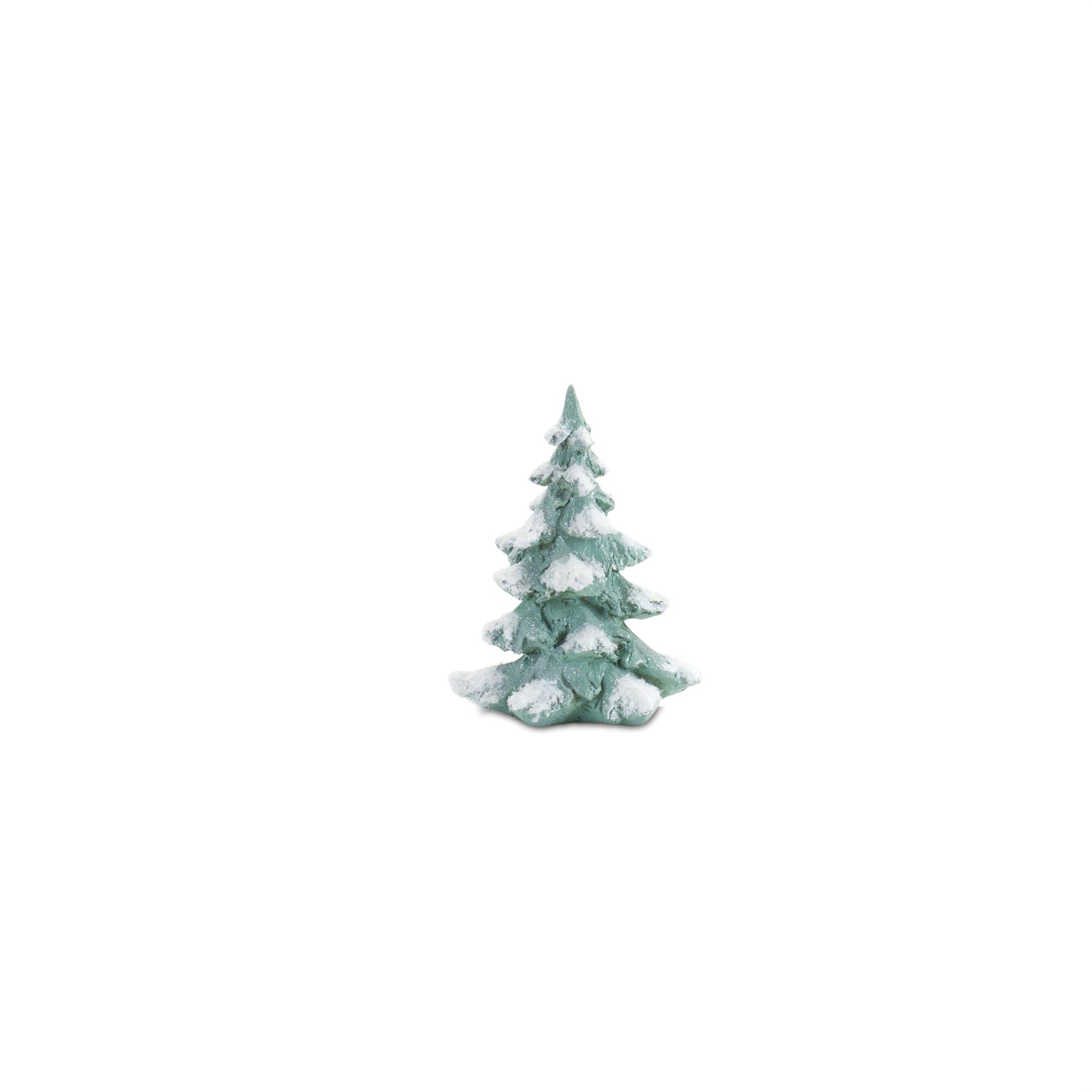 Flocked Seafoam Pine Tree with Carved Design (Set of 4)