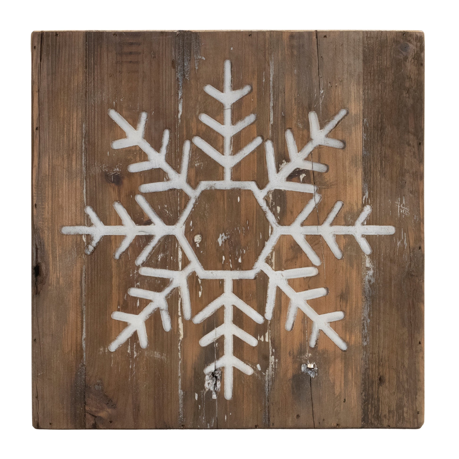 Distressed Wood Snowflake and Tree Block (Set of 2)