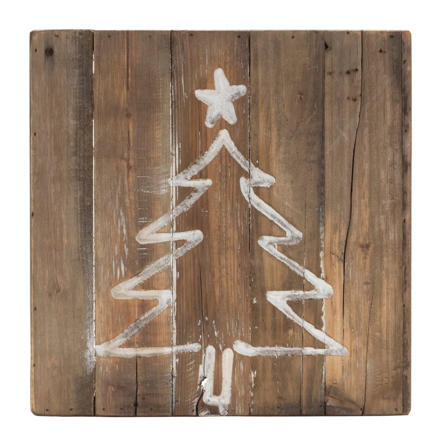 Distressed Wood Snowflake and Tree Block (Set of 2)