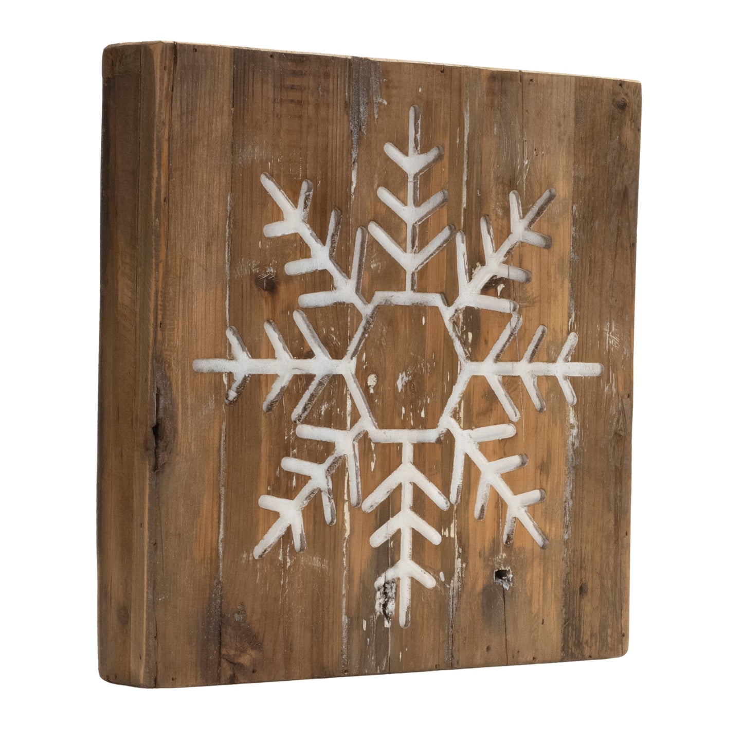 Distressed Wood Snowflake and Tree Block (Set of 2)