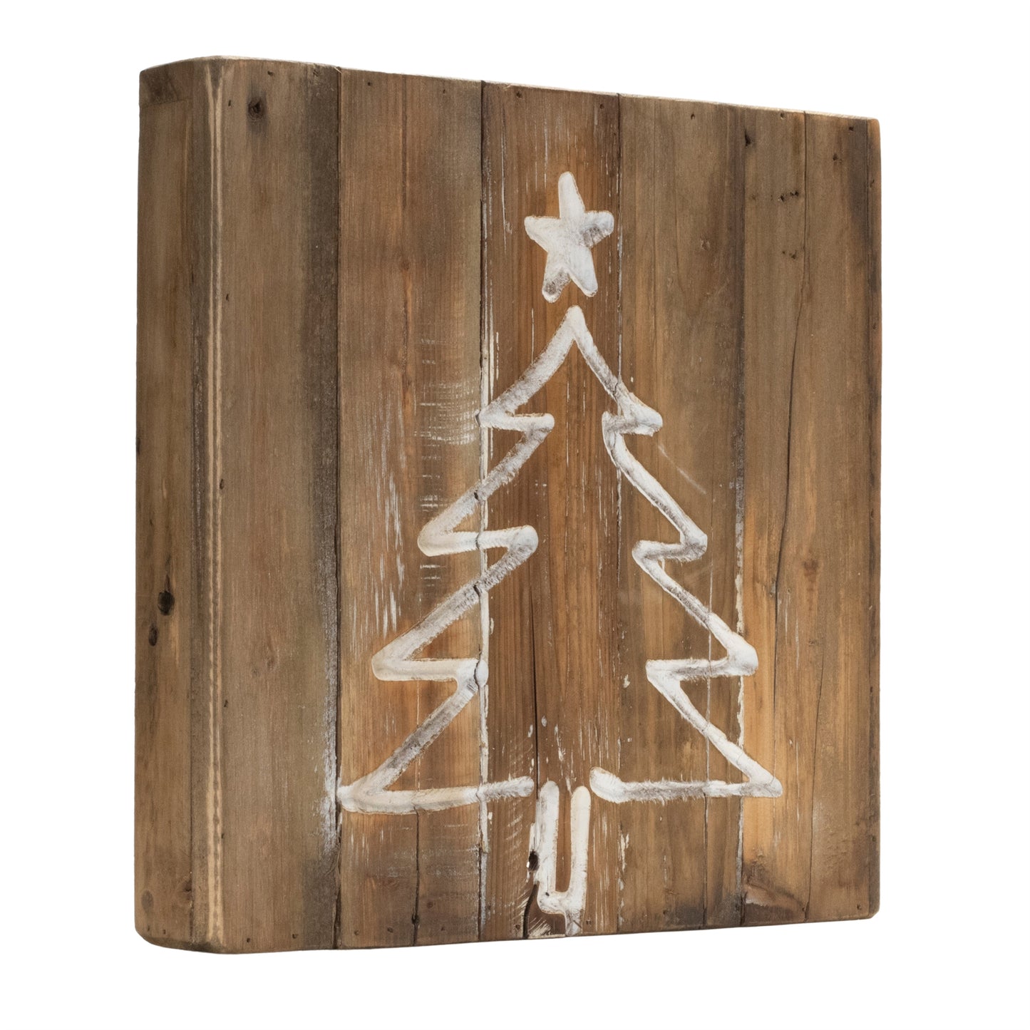 Distressed Wood Snowflake and Tree Block (Set of 2)