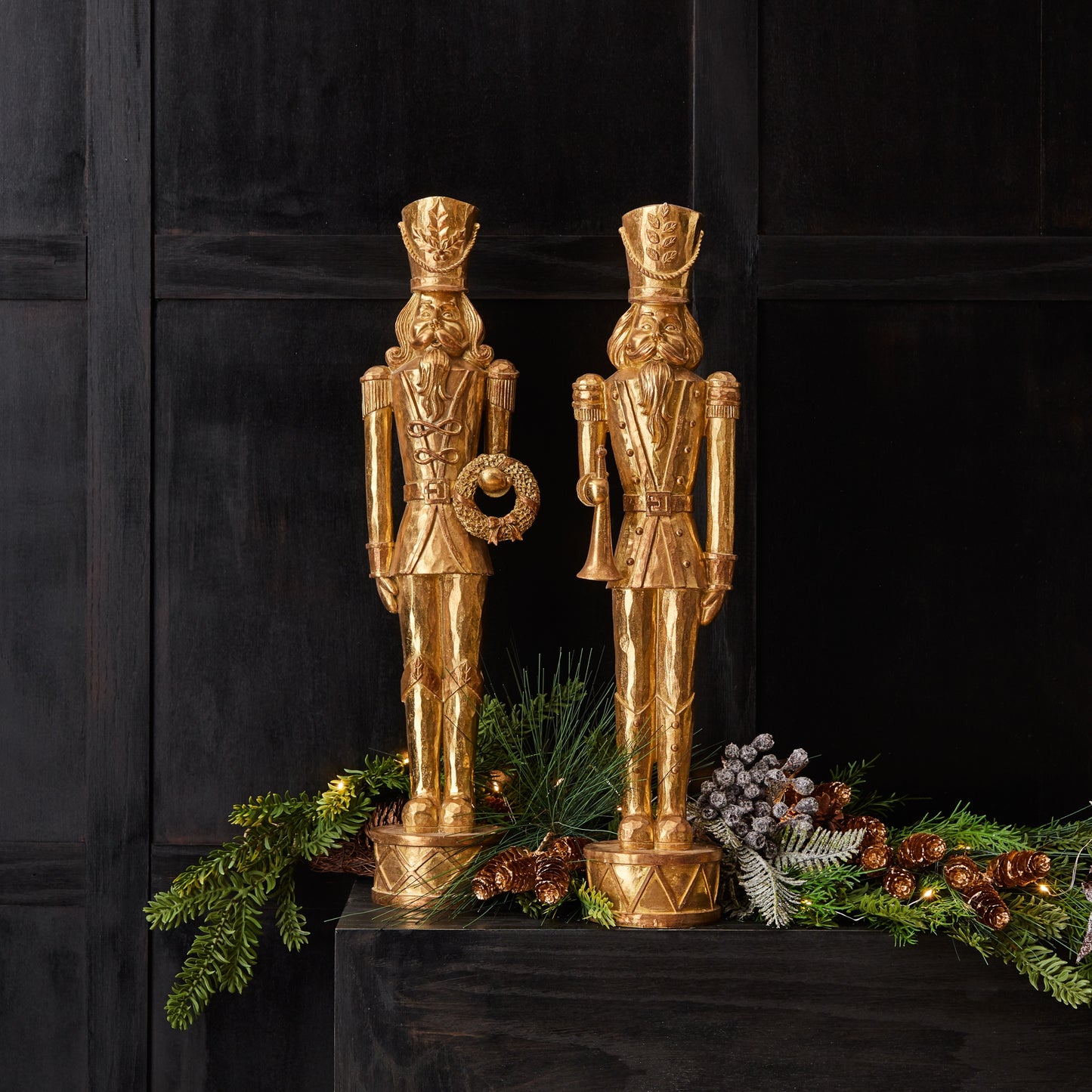 Gold Holiday Nutcracker Statue (Set of 2)
