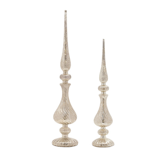 Swirled Glass Finial Decor (Set of 2)