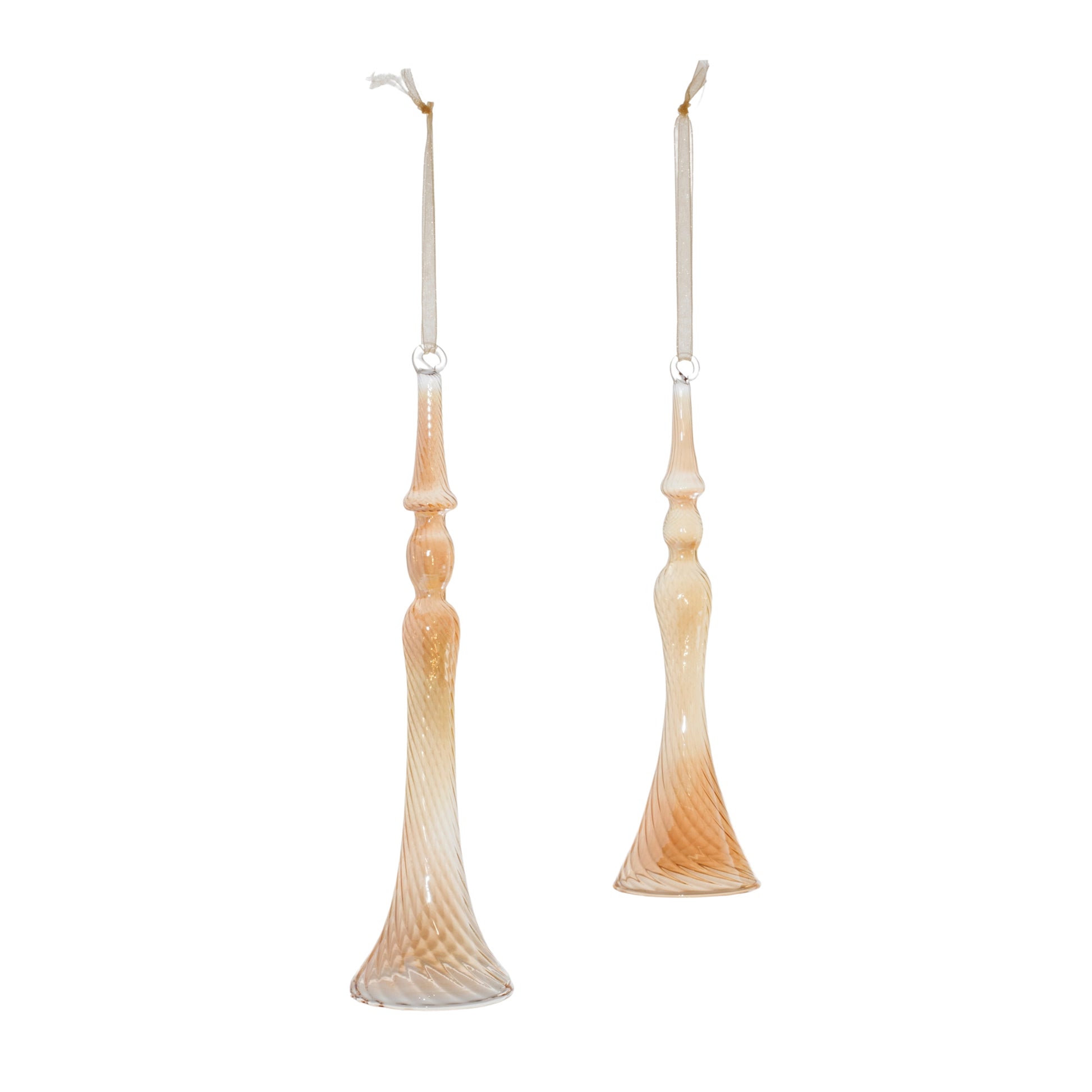 Amber Ombre Swirl Glass Drop Ornament (Set of 12)